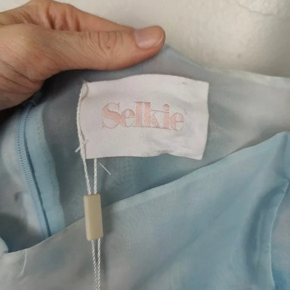 Selkie The Puff Dress Womens Plus Size 2X Clouds Blue White Organza Mini Girly - Picture 7 of 11